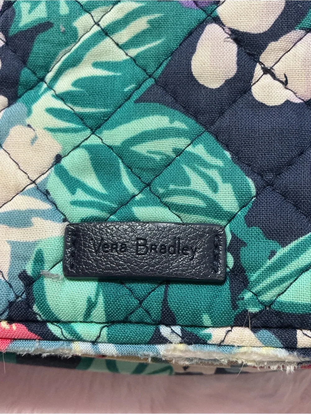 Vera Bradley Quilted Floral Wallet in Teal, Navy & Cream